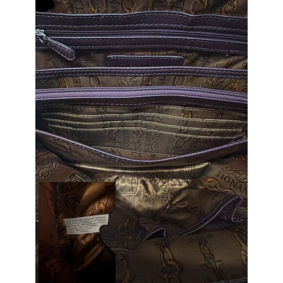 Tignanello Shoulder Satchel A209642 Burgundy Pebbled Leather Nickel 2-Handle Bag - Picture 9 of 9